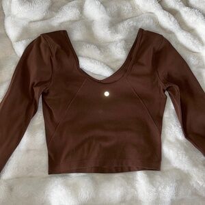 brown Lululemon cropped long sleeve